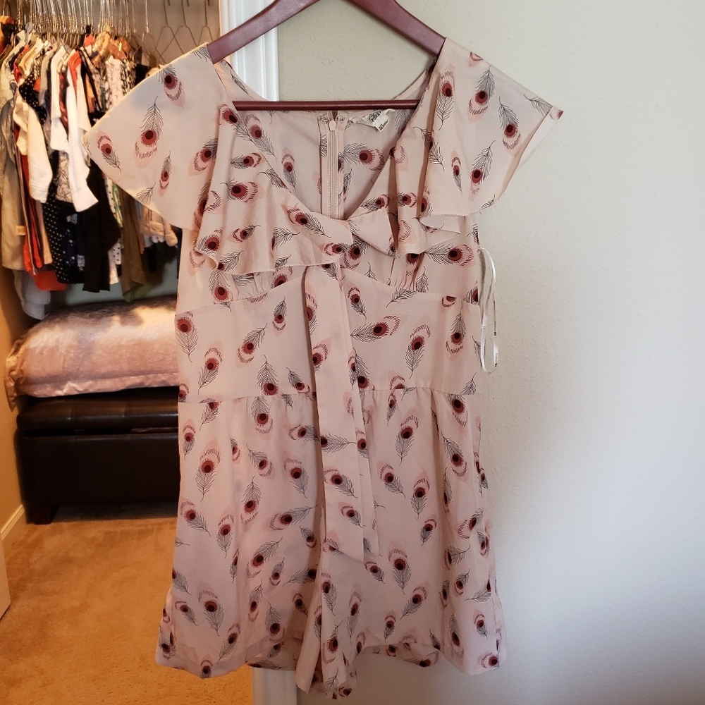 Feathered print romper